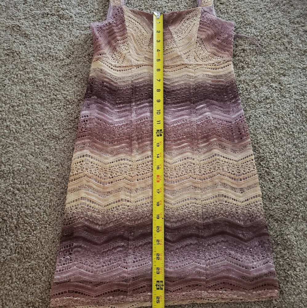 Free People Ombre Sunset Yellow Purple Lace Bodycon Mini Dress